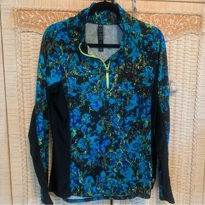 RBX Long Sleeve Activewear 1/4 Zip Shirt Size L Black/blue